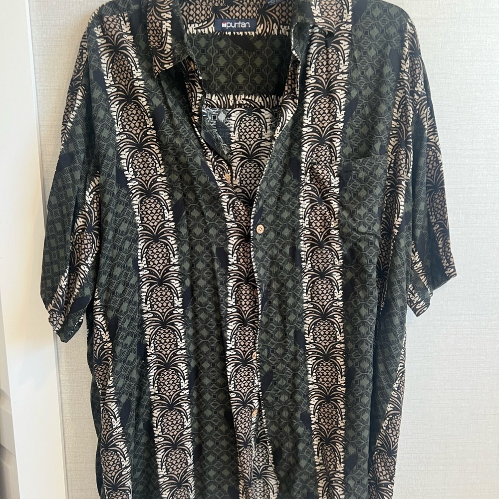 Puritan Black and Cream Patterned Casual Shirt